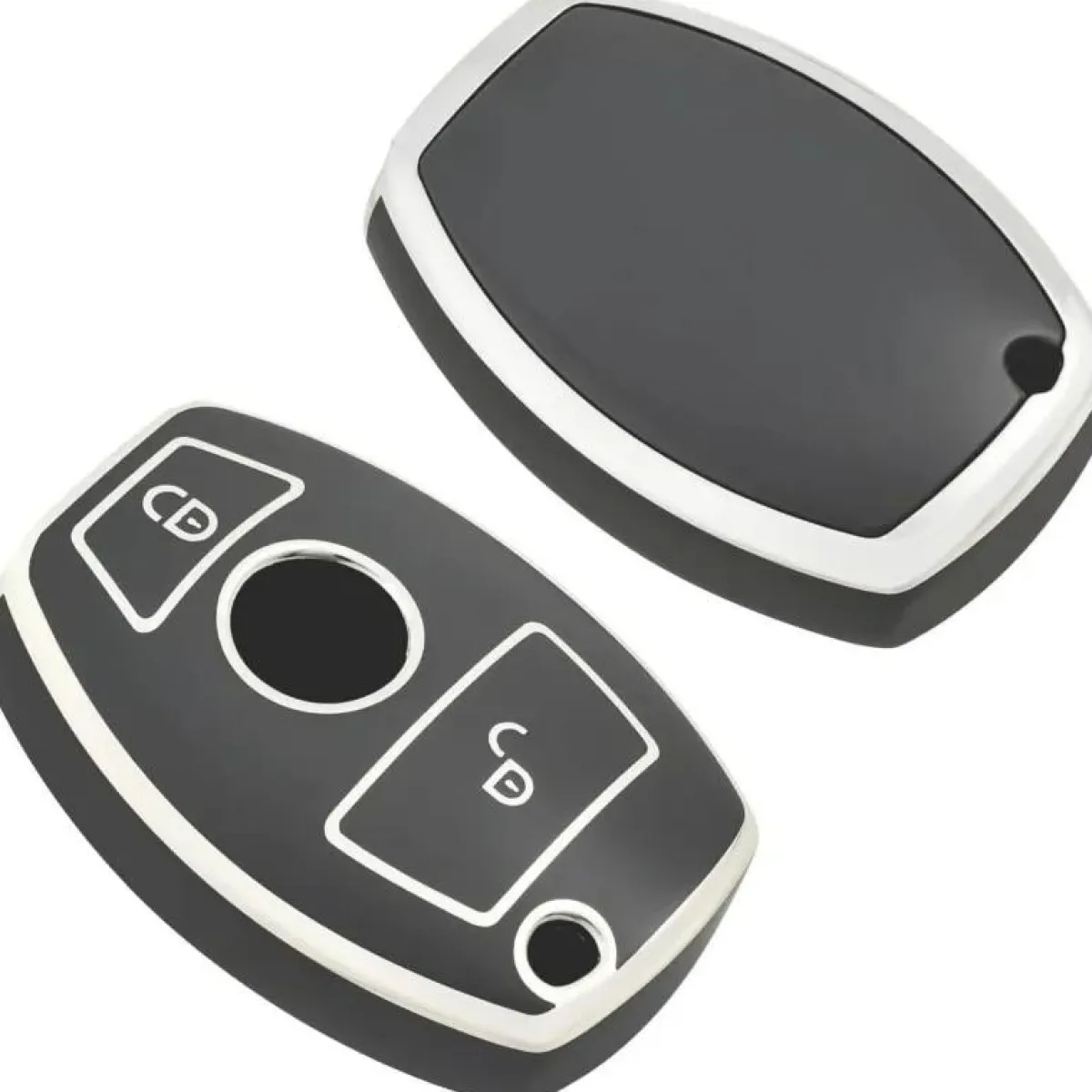 Sale TPU Sleutelhoesje voor Mercedes zwart A3-2-KNOPS Autosleutelhoesjes