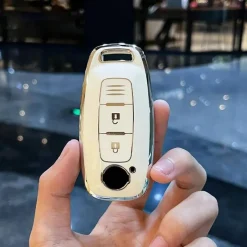 Online TPU Sleutelhoesje voor Nissan wit D2 Autosleutelhoesjes