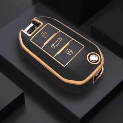 Discount TPU Sleutelhoesje voor Peugeot goud A3 Autosleutelhoesjes