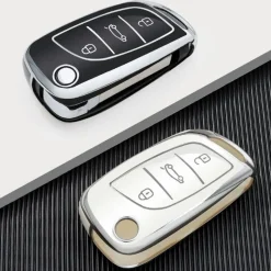 Discount TPU Sleutelhoesje voor Peugeot zwart C3 Autosleutelhoesjes