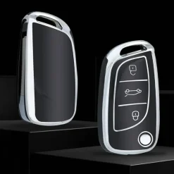 Discount TPU Sleutelhoesje voor Peugeot zwart C3 Autosleutelhoesjes
