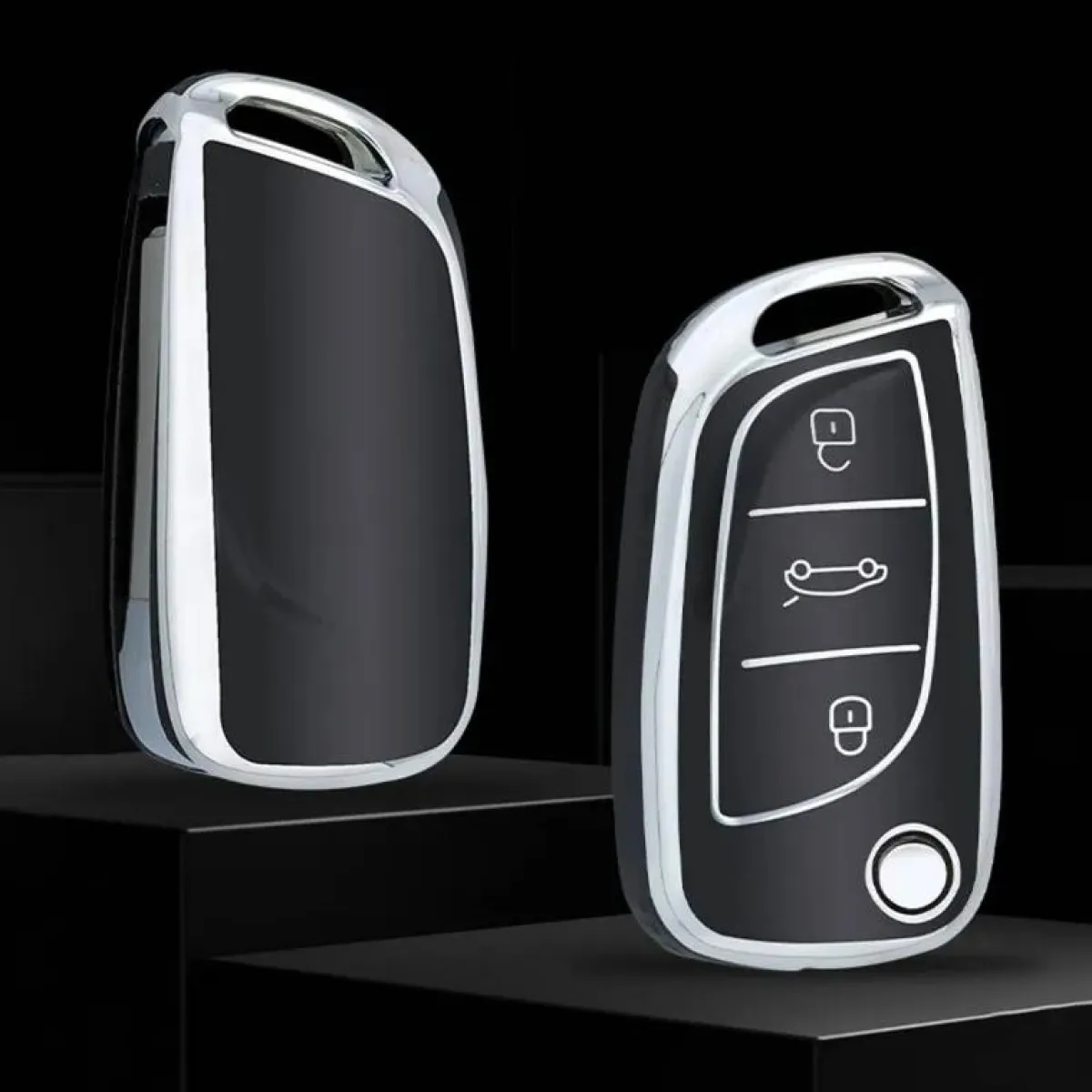 Discount TPU Sleutelhoesje voor Peugeot zwart C3 Autosleutelhoesjes