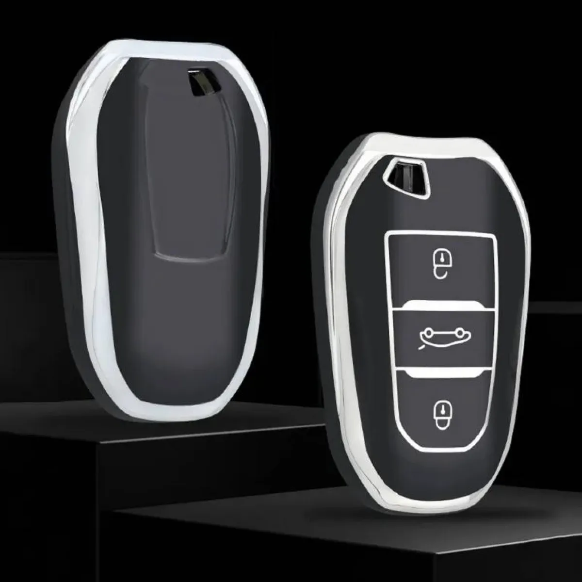 Hot TPU Sleutelhoesje voor Peugeot zwart B3 Autosleutelhoesjes
