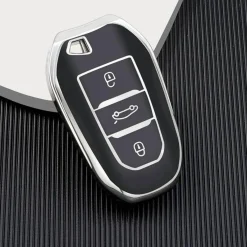 Hot TPU Sleutelhoesje voor Peugeot zwart B3 Autosleutelhoesjes