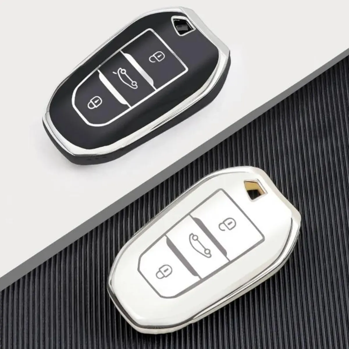 Hot TPU Sleutelhoesje voor Peugeot zwart B3 Autosleutelhoesjes