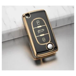 New TPU Sleutelhoesje voor Peugeot goud D3 Autosleutelhoesjes