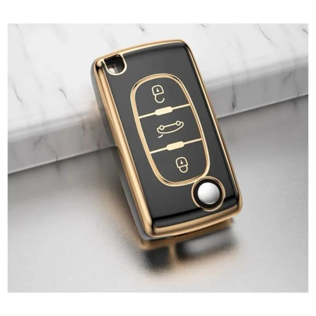 New TPU Sleutelhoesje voor Peugeot goud D3 Autosleutelhoesjes