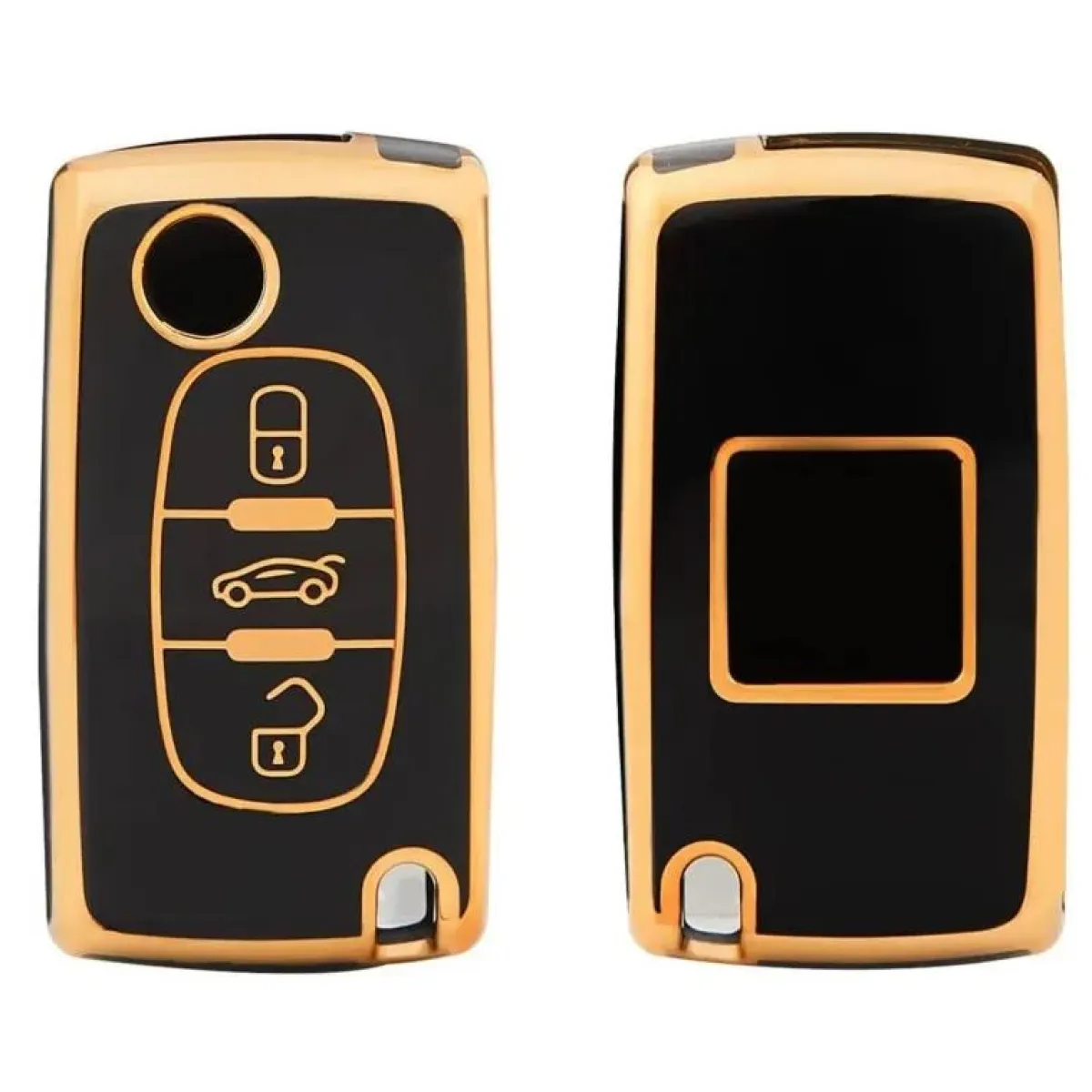 New TPU Sleutelhoesje voor Peugeot goud D3 Autosleutelhoesjes