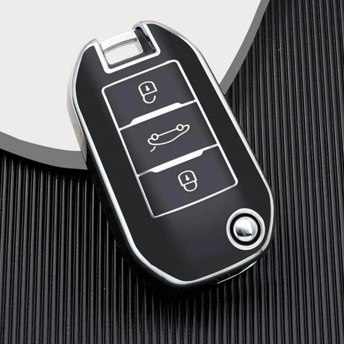 Online TPU Sleutelhoesje voor Peugeot zwart A3 Autosleutelhoesjes