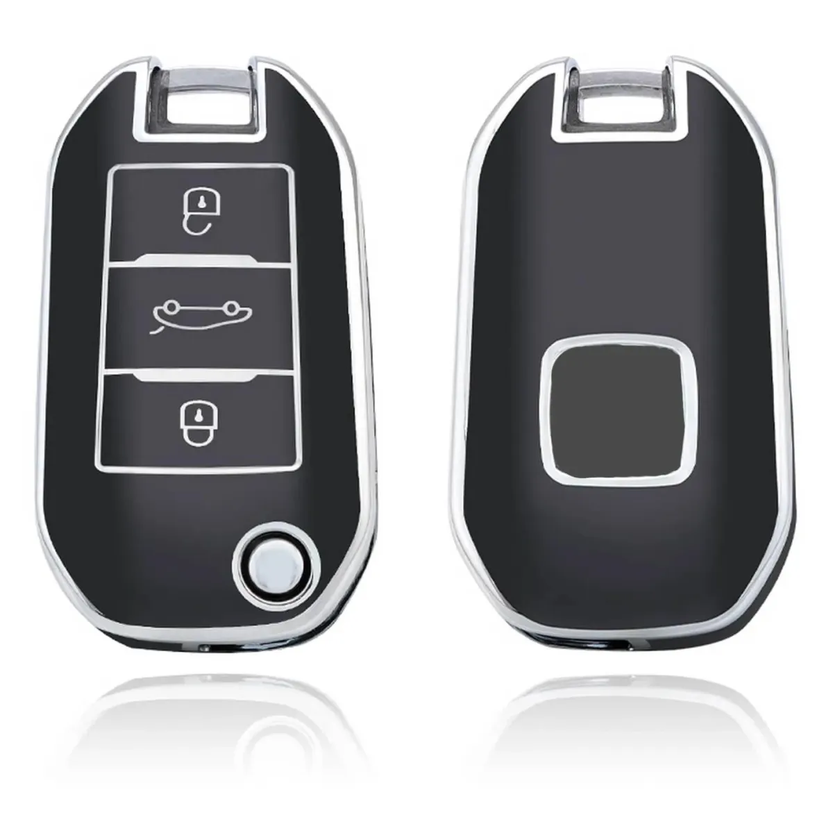 Online TPU Sleutelhoesje voor Peugeot zwart A3 Autosleutelhoesjes