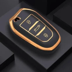 TPU Sleutelhoesje voor Peugeot goud B3 Autosleutelhoesjes