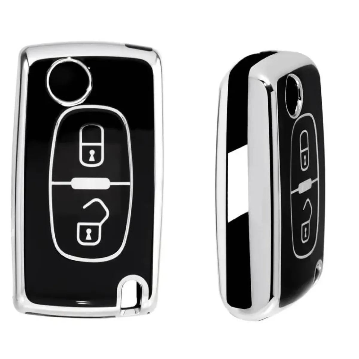 Discount TPU Sleutelhoesje voor Peugeot zwart D2 Autosleutelhoesjes