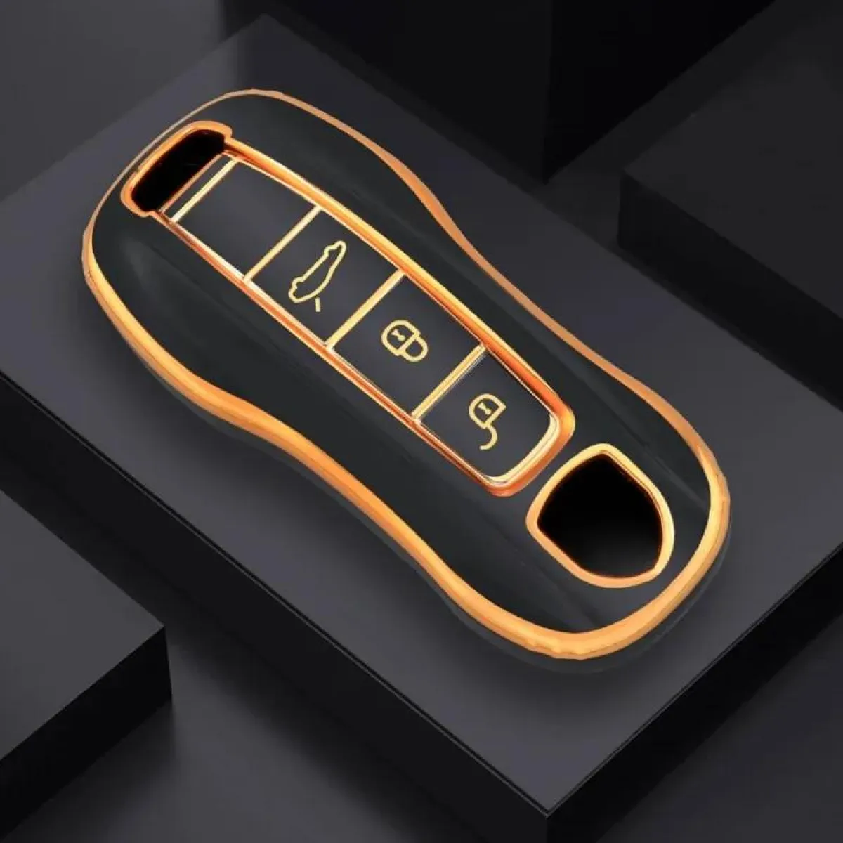 Sale TPU Sleutelhoesje voor Porsche goud B3 Autosleutelhoesjes
