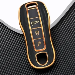 Sale TPU Sleutelhoesje voor Porsche goud B3 Autosleutelhoesjes