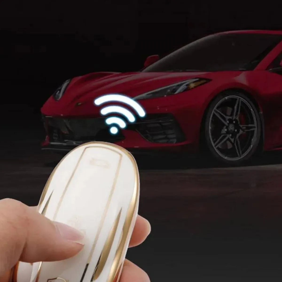 Online TPU Sleutelhoesje voor Tesla Model 3-Y-S goud Autosleutelhoesjes