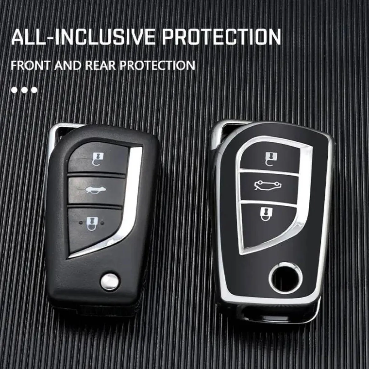 Hot TPU Sleutelhoesje voor Toyota zwart C3 Autosleutelhoesjes