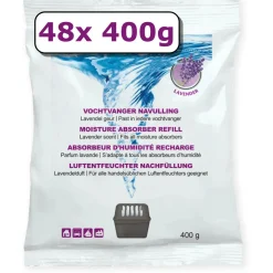 Outlet Vochtvanger navulling - 48x - 400 gram - lavendel Interieurverzorging