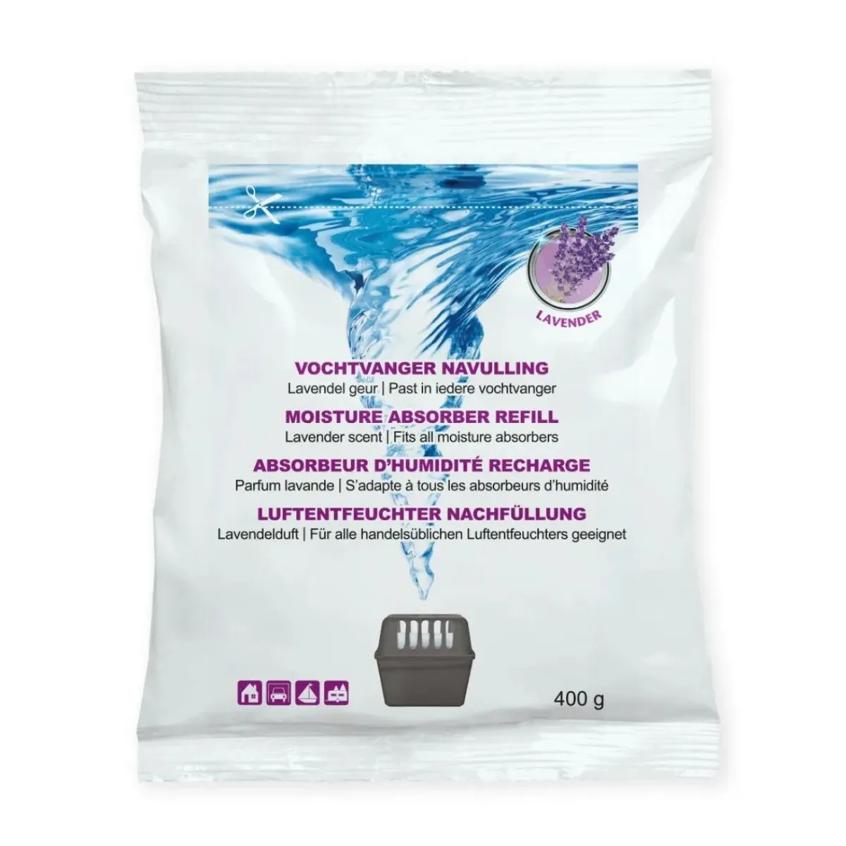 Online Vochtvanger navulling - 24x - 400 gram - lavendel Interieurverzorging