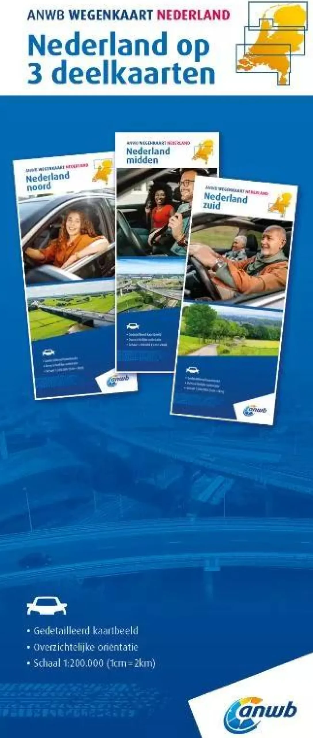 New wegenkaart Nederland - Set noord, midden, zuid Wegenkaarten & Atlassen|Wegenkaarten