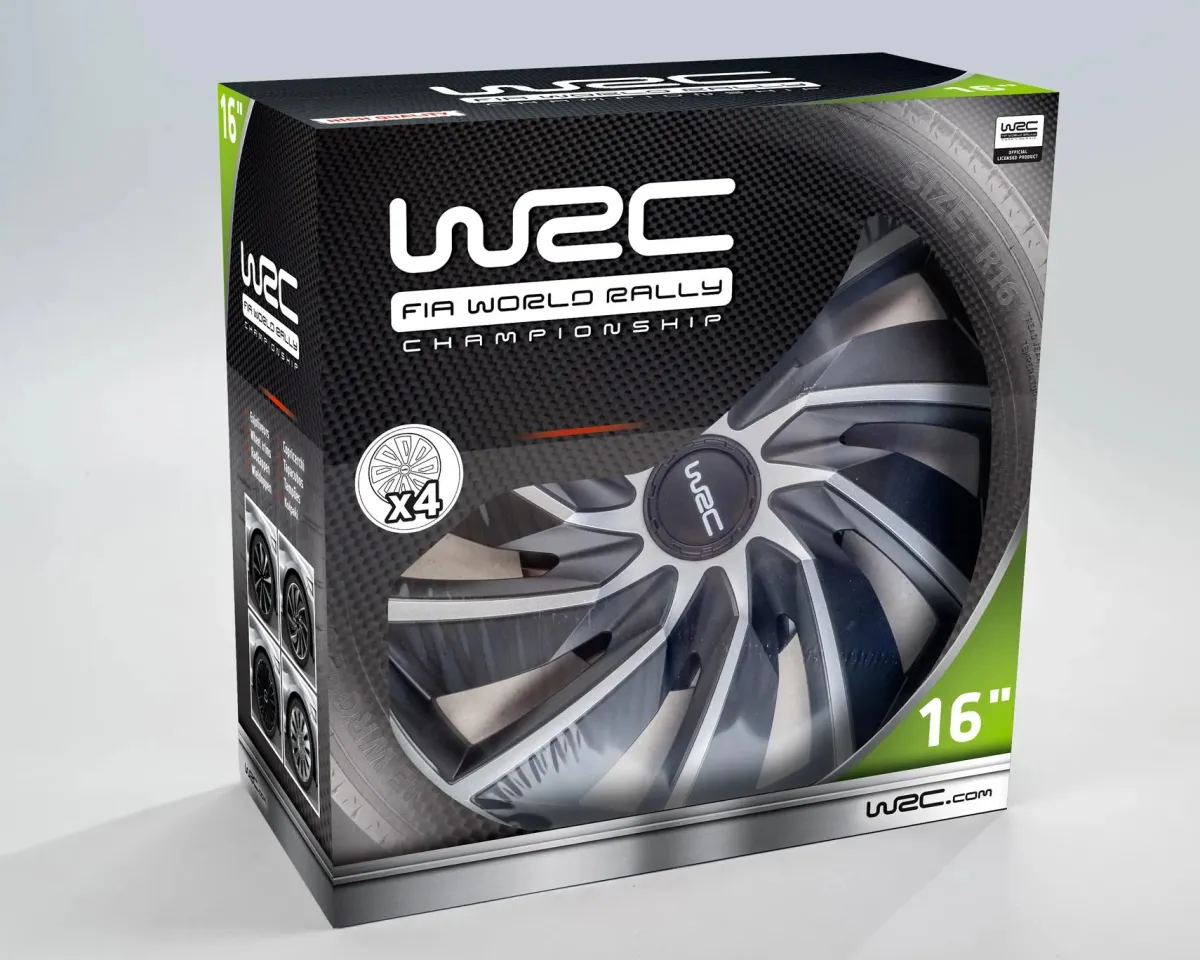 Discount Wieldoppen 16" - zilver/zwart 4 stuks Autobanden & Accessoires