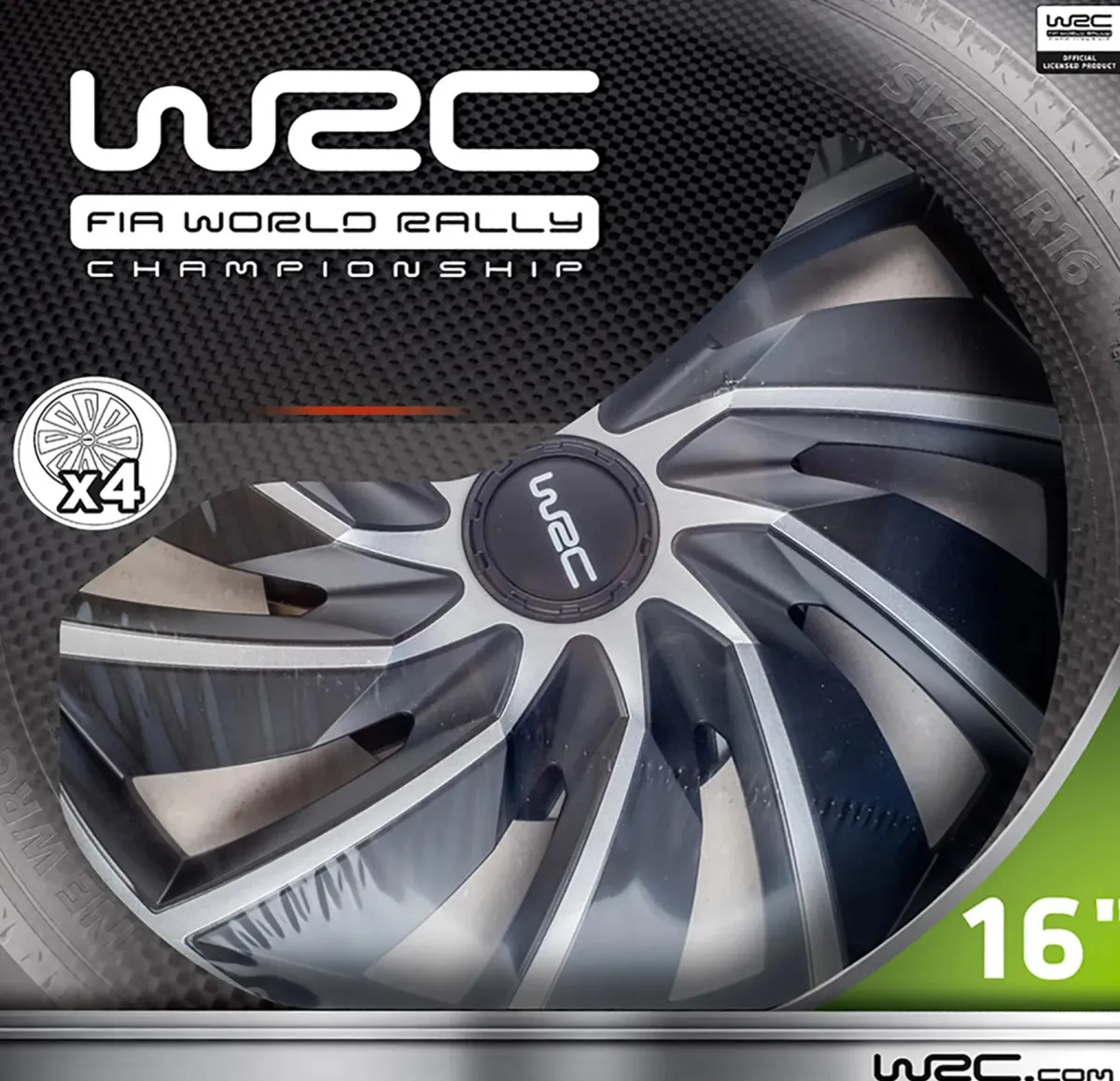 Discount Wieldoppen 16" - zilver/zwart 4 stuks Autobanden & Accessoires